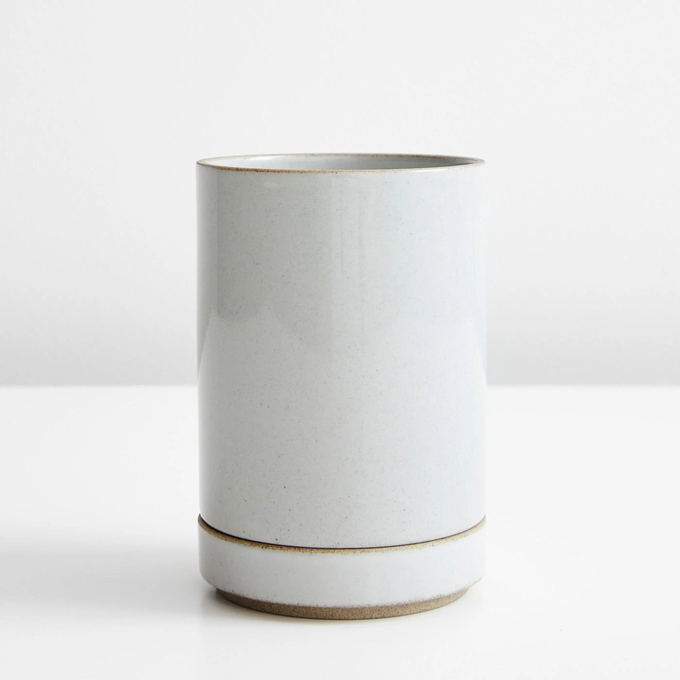 Hasami Gloss Gray Small Planter And Saucer Set