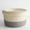 Gray Band Storage Basket With Lid 14.75"