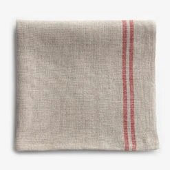 Linen Natural And Red Stripe Napkin