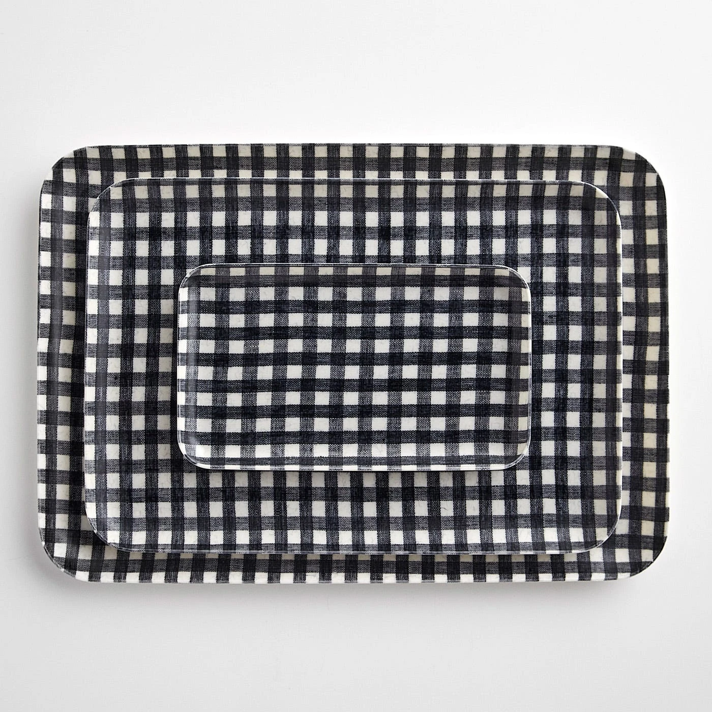 Check Navy Medium Linen Coated Tray - Image 4