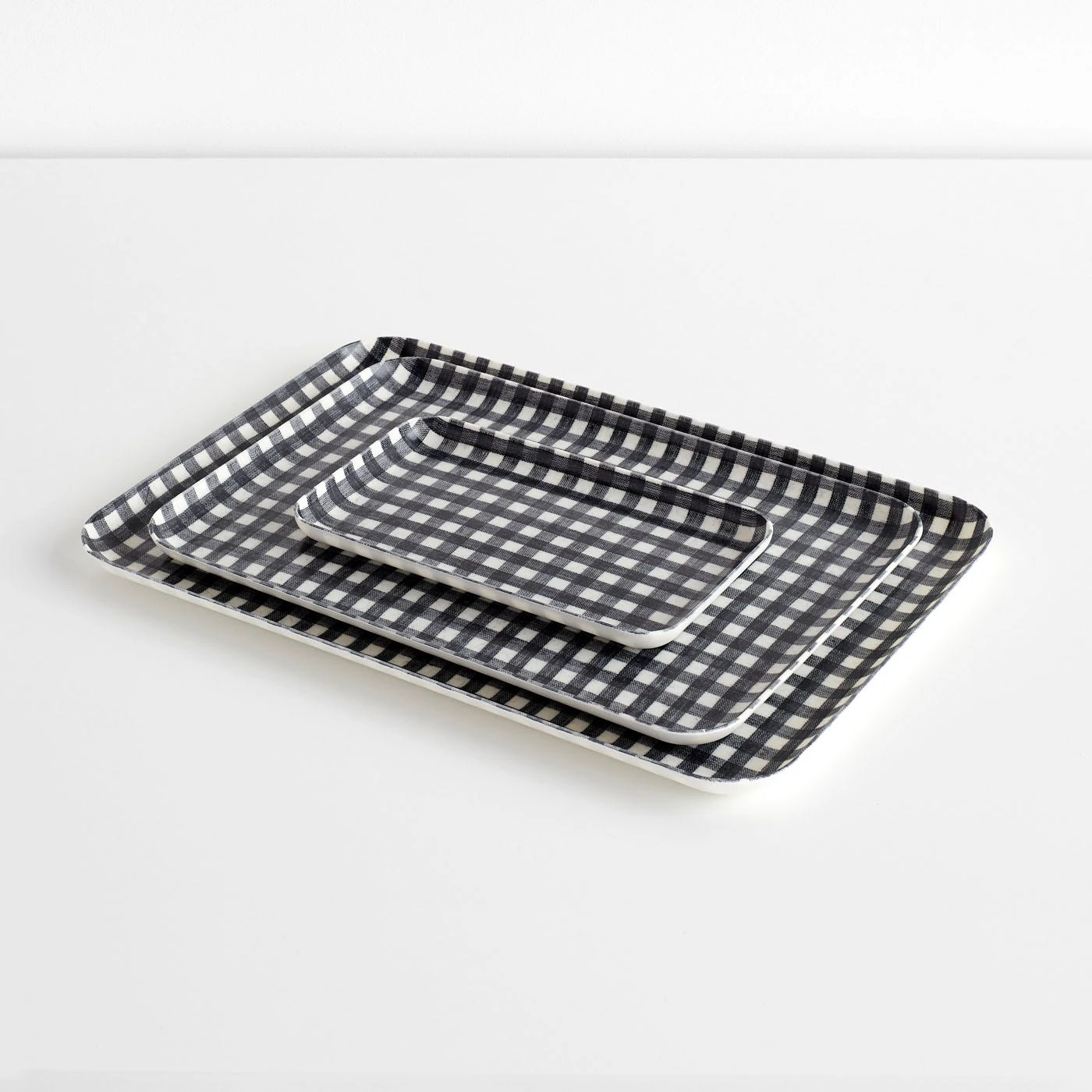 Check Navy Medium Linen Coated Tray - Image 3