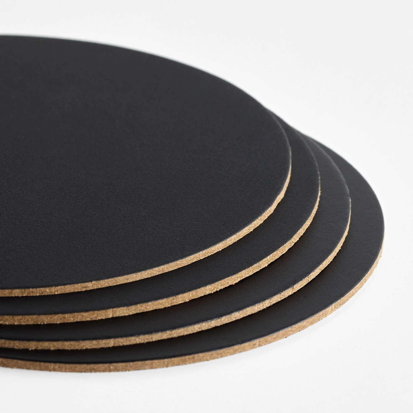 Dot Black Round Leather Coasters Set Of 4 - Image 2