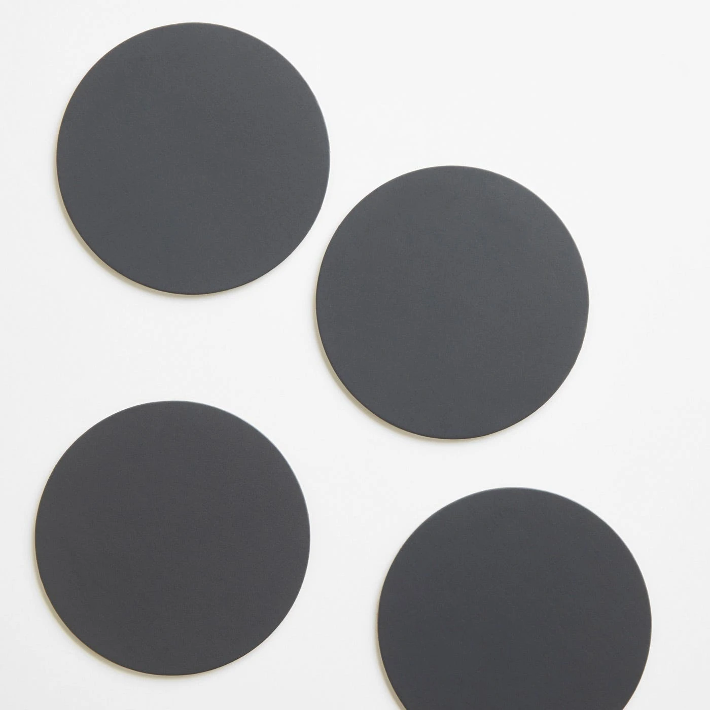 Dot Charcoal Round Leather Coasters Set Of 4 - Image 4