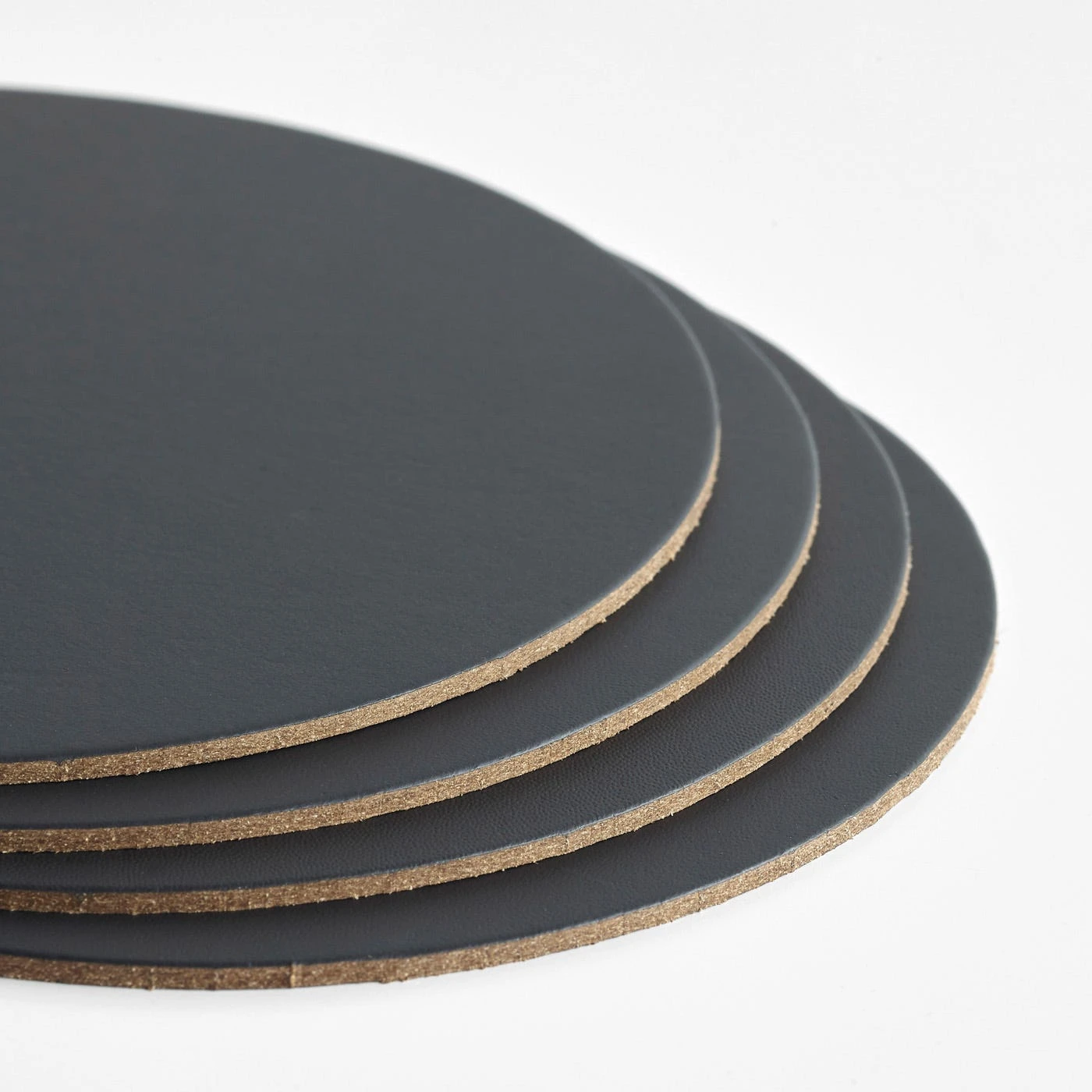 Dot Charcoal Round Leather Coasters Set Of 4 - Image 2
