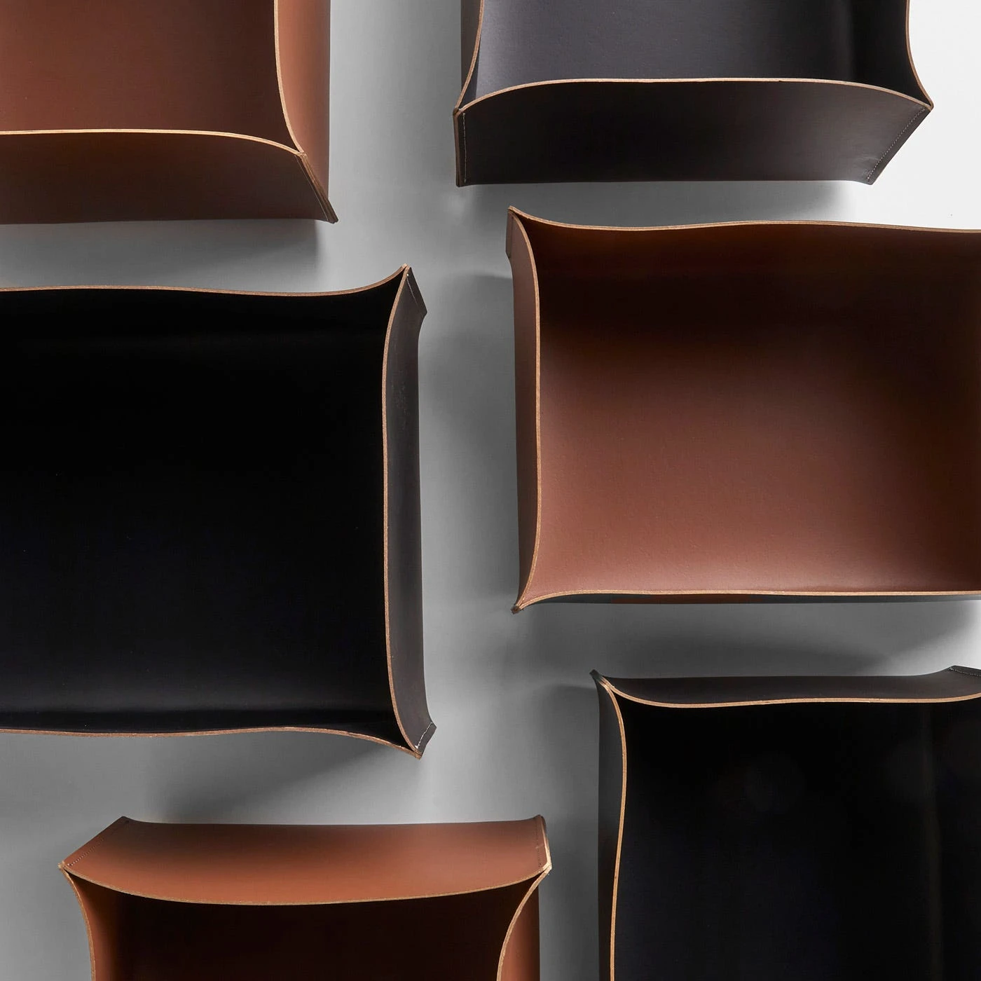 Rectangular Pecan Leather Storage Bins Set Of 2 - Image 5