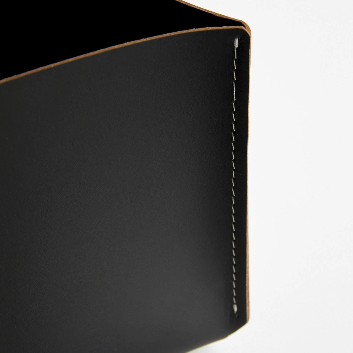 Square Black Leather Storage Bins Set Of 3 - Image 4