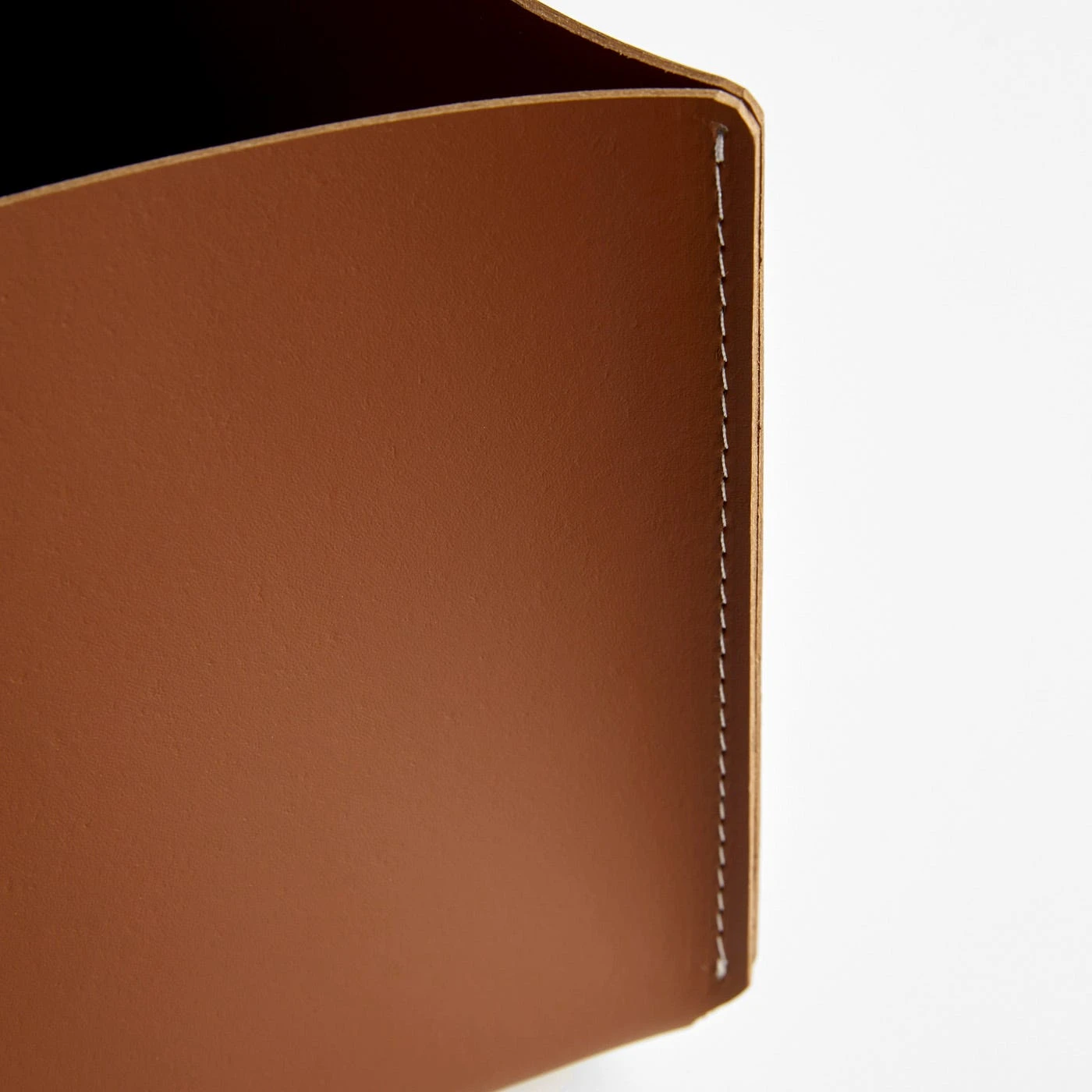 Rectangular Pecan Leather Storage Bins Set Of 2 - Image 3