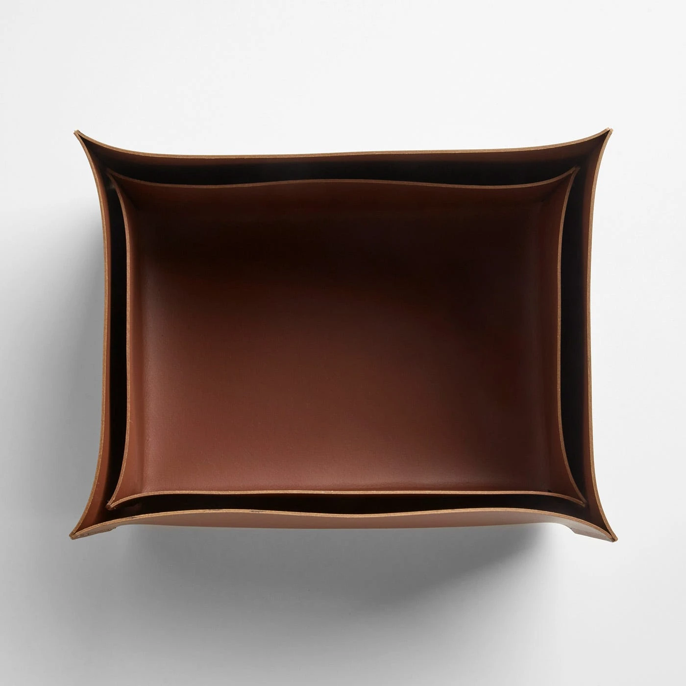 Rectangular Pecan Leather Storage Bins Set Of 2 - Image 2