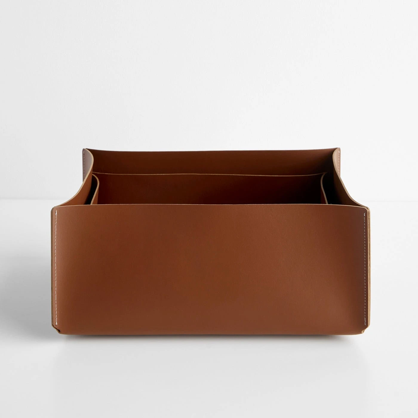 Rectangular Pecan Leather Storage Bins Set Of 2