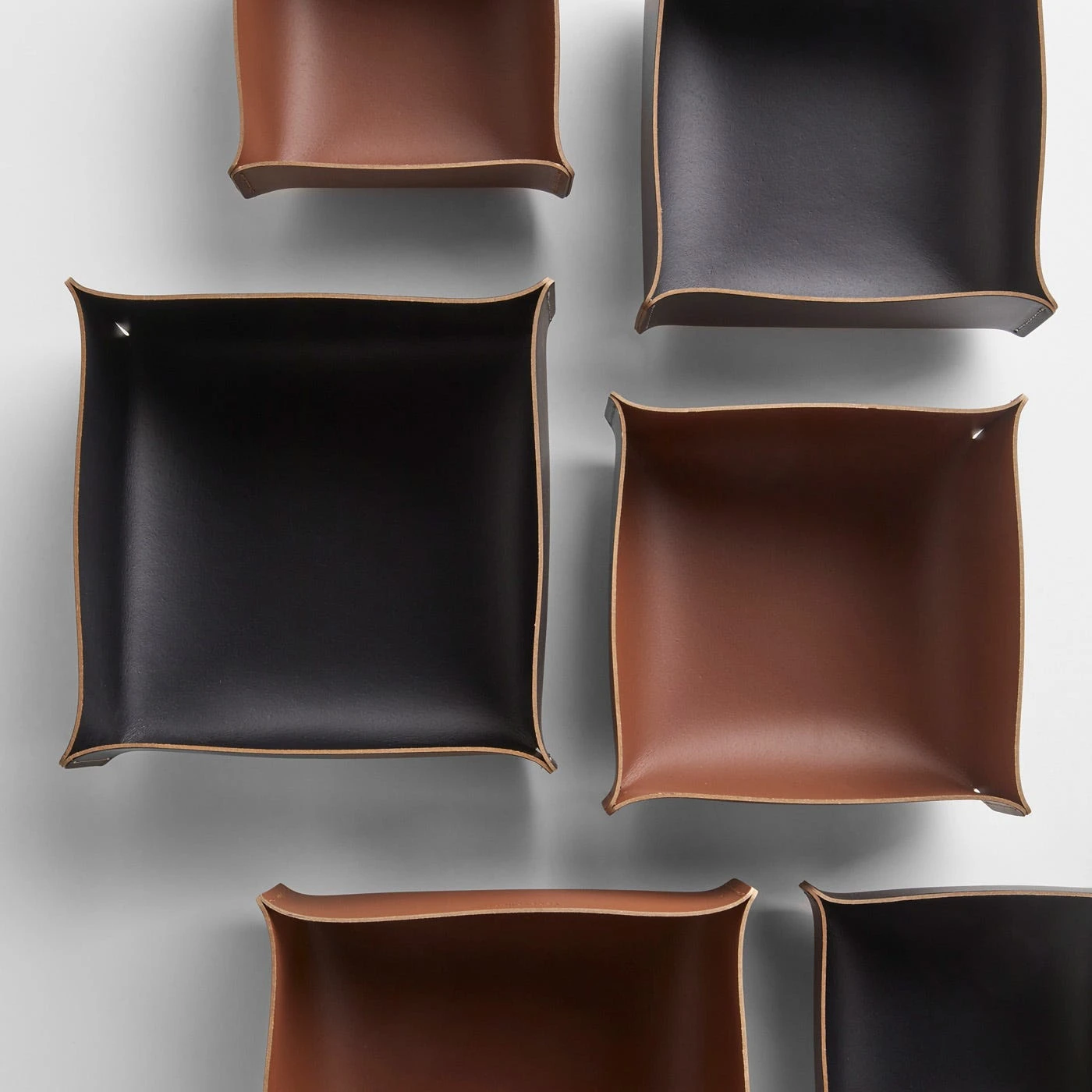 Square Black Leather Storage Bins Set Of 3 - Image 5