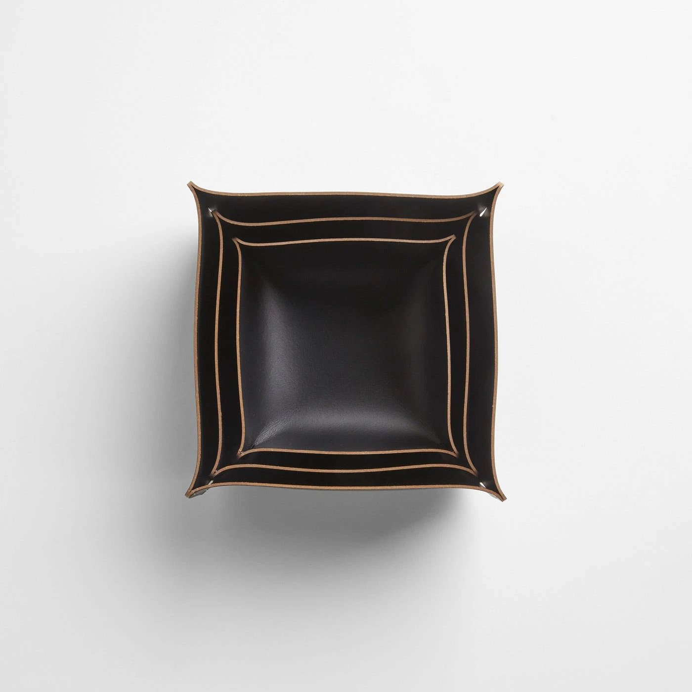 Square Black Leather Storage Bins Set Of 3 - Image 2