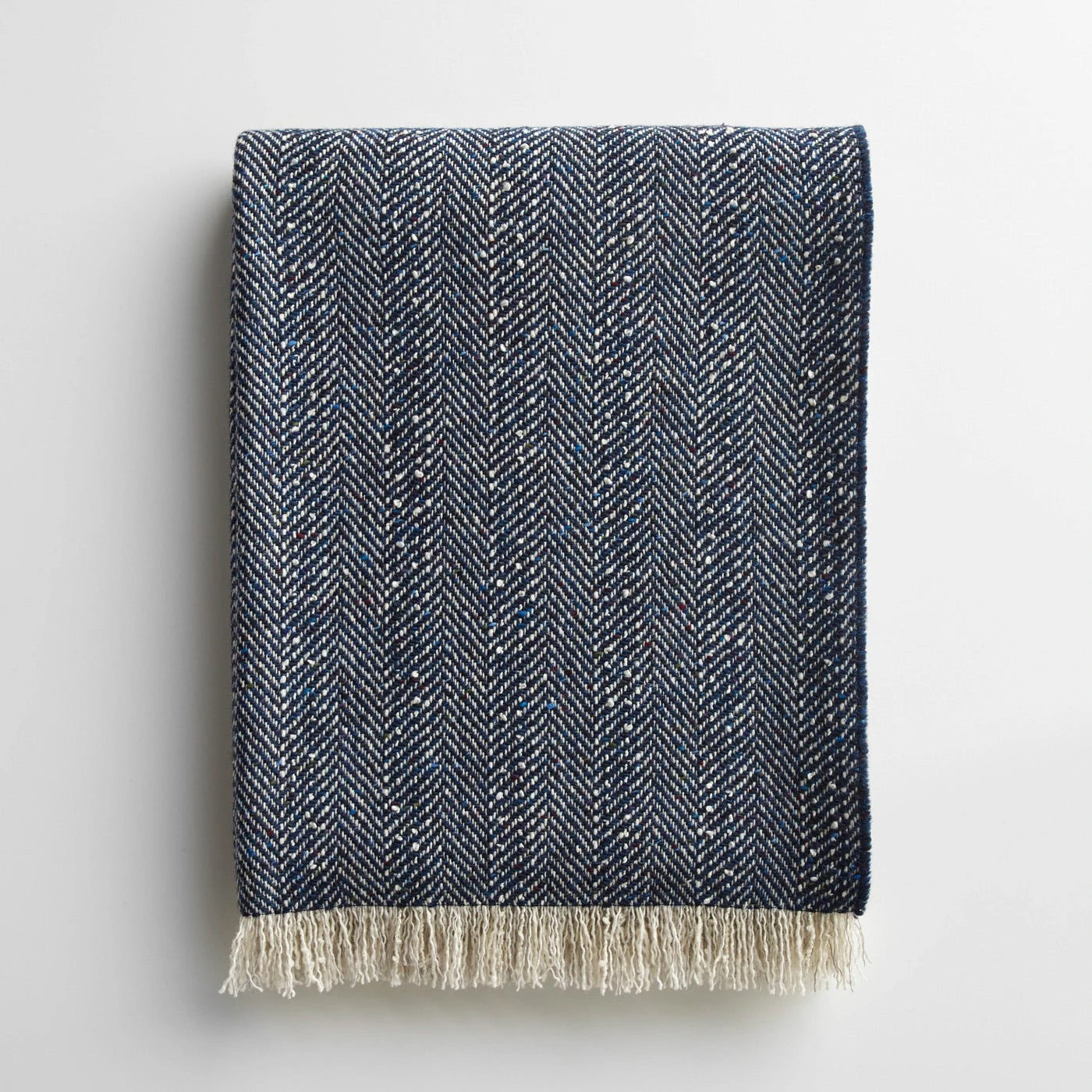 Herringbone Blue Woad Throw Blanket - Image 2