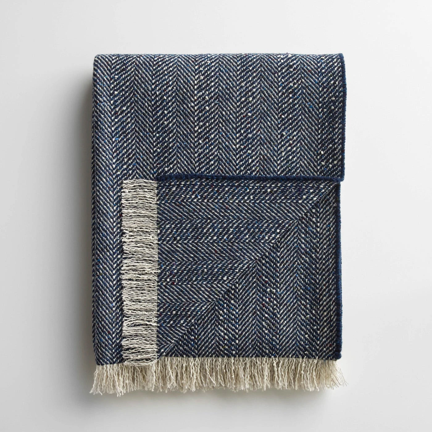 Herringbone Blue Woad Throw Blanket