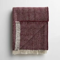 Herringbone Bordeaux Poppy Throw Blanket