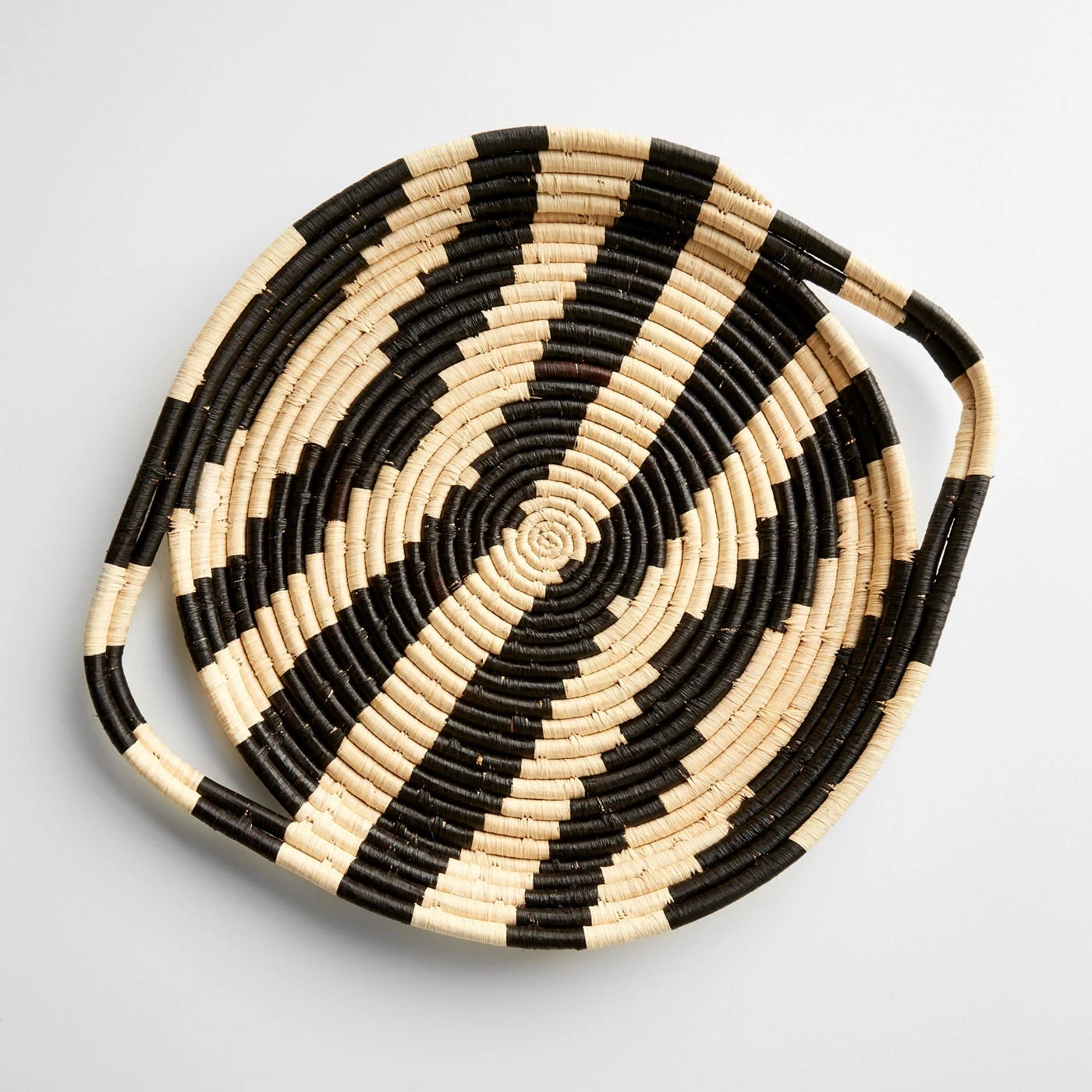 Striped Black And Natural Tray With Handles - Image 3