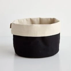 Black And Sand Canvas Bin