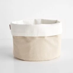 Sand And White Canvas Bin