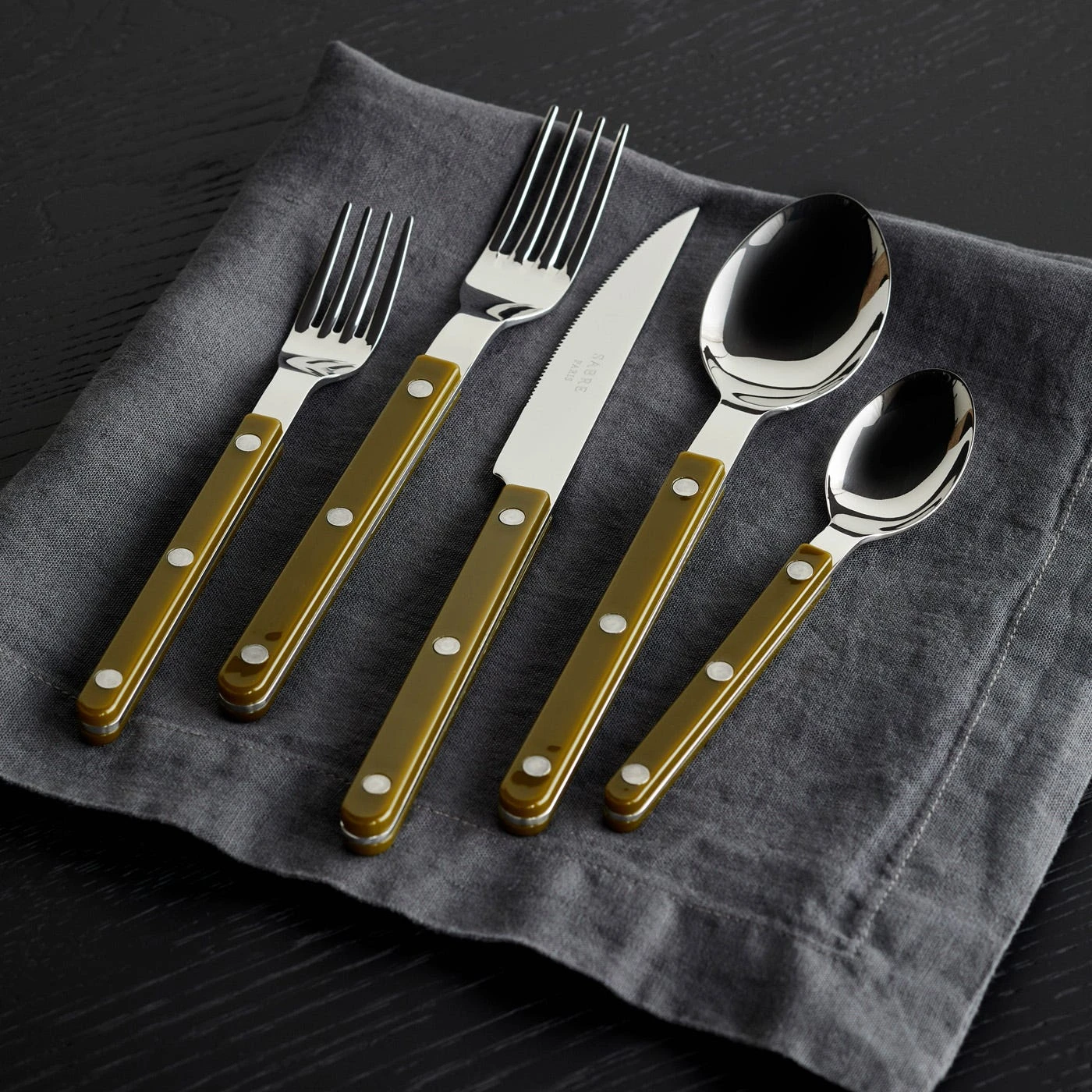 Bistro Fern Green 5pc Flatware Set - Image 3