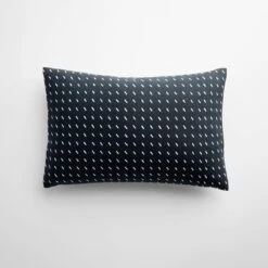 Stitch Black Throw Pillow Cover 12" X 18"