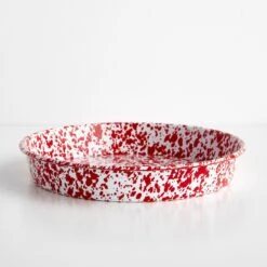 Splatter Red Enamelware Deep Tray