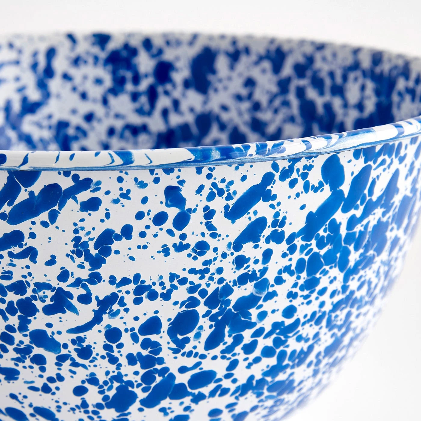 Splatter Blue Enamelware Large Salad Bowl - Image 3