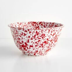 Splatter Red Enamelware Large Salad Bowl