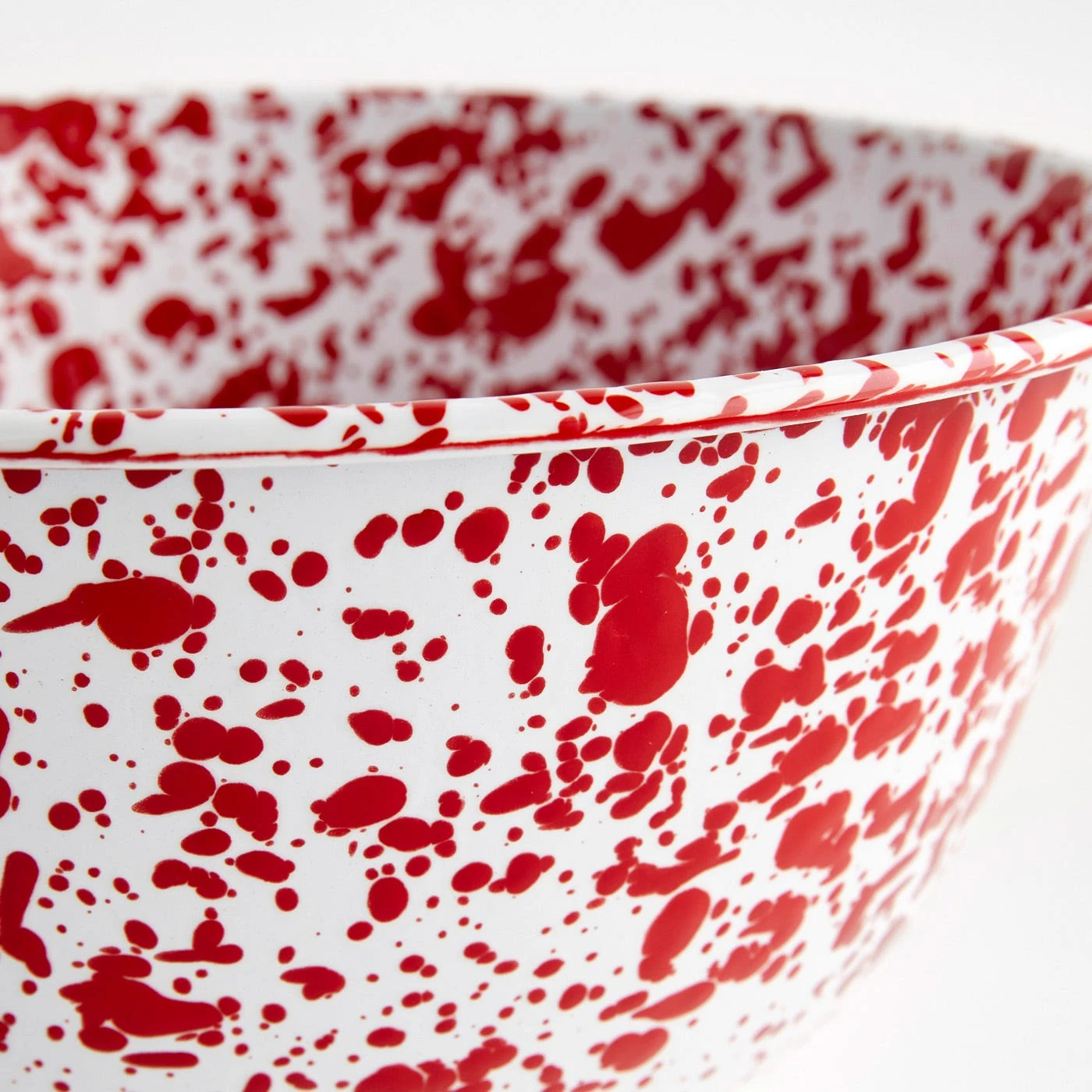 Splatter Red Enamelware Large Salad Bowl - Image 3