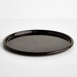 Rainbow Falls Black Enamelware Round Tray 12"