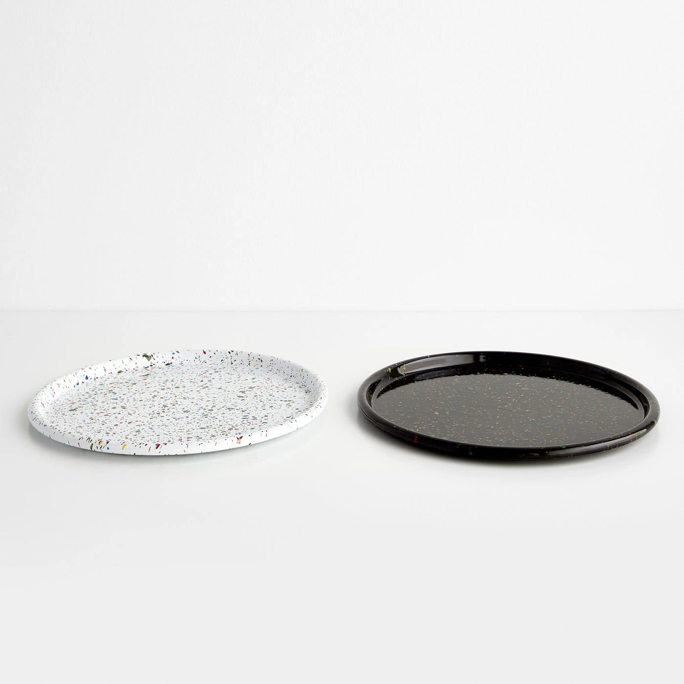 Rainbow Falls White Enamelware Round Tray 12" - Image 5