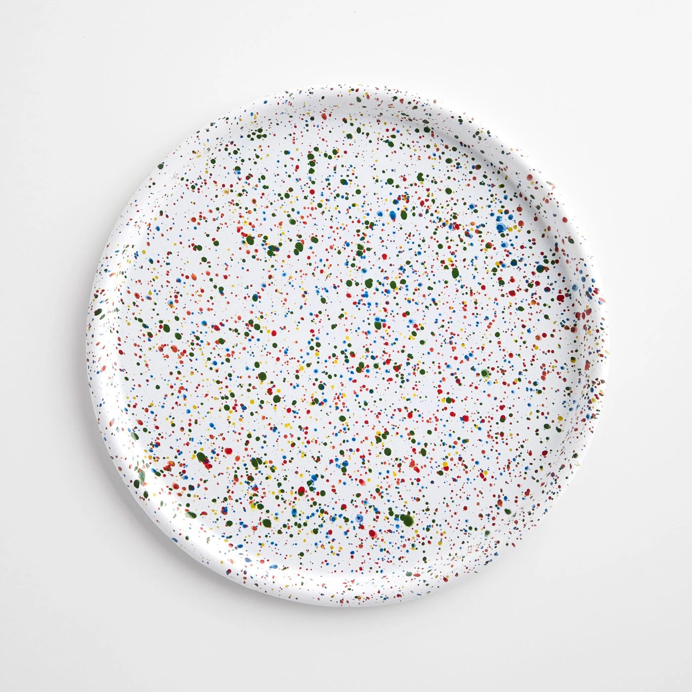 Rainbow Falls White Enamelware Round Tray 12" - Image 2