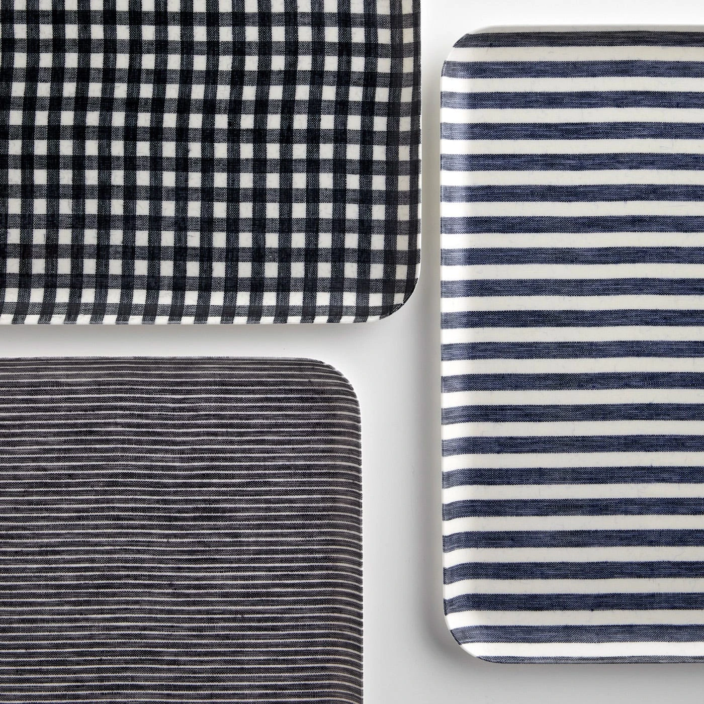 Check Navy Large Linen Coated Tray - Image 5