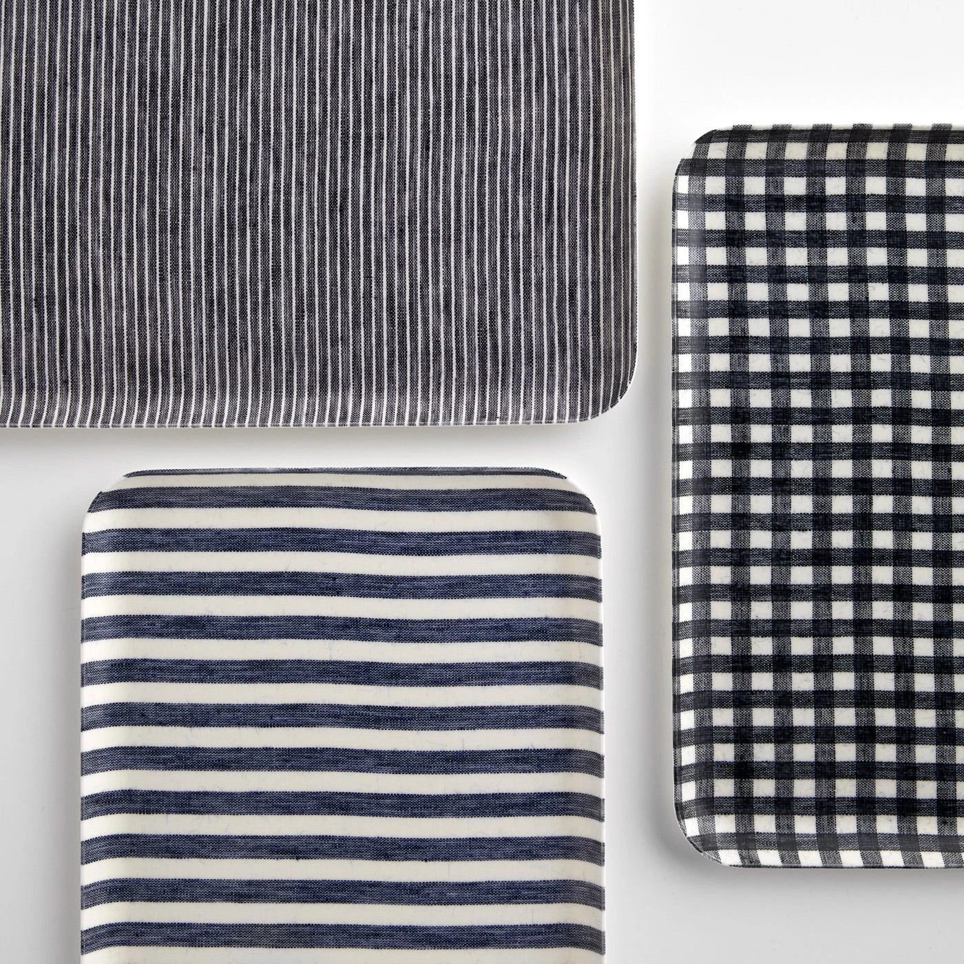 Check Navy Medium Linen Coated Tray - Image 6