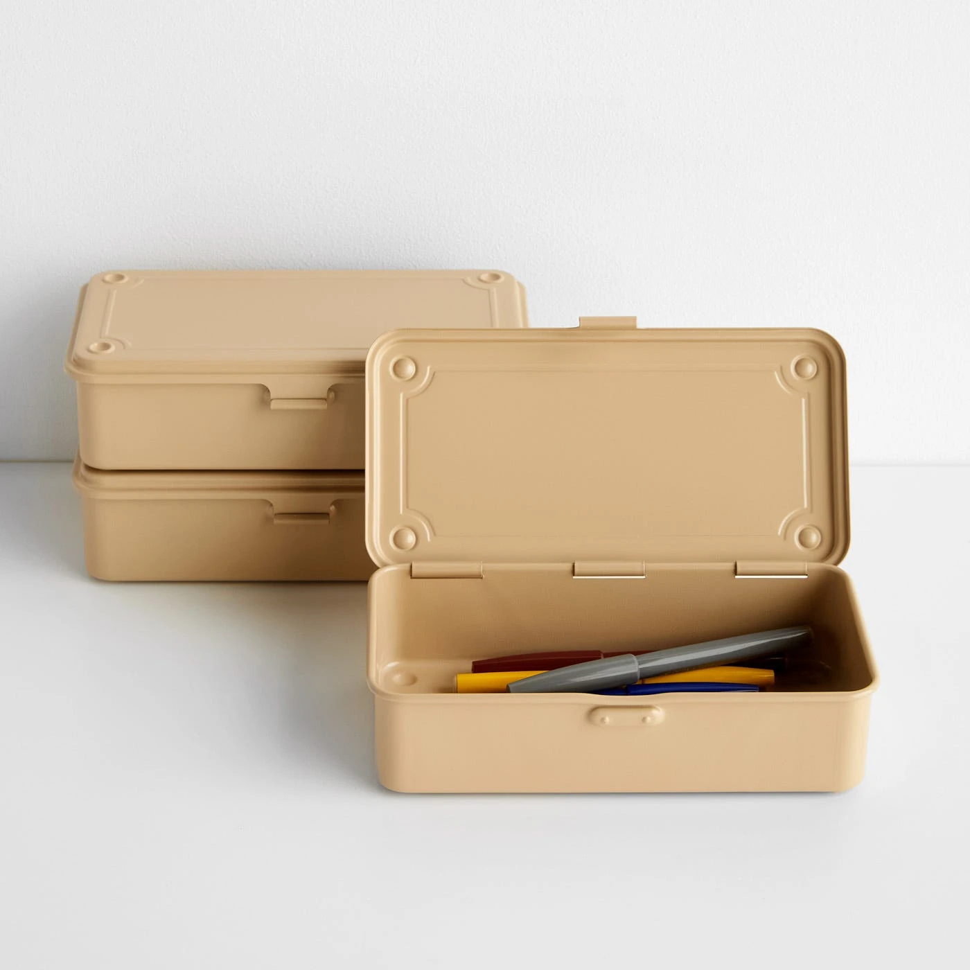 Toyo Steel Beige Stackable Storage Box 7.9" - Image 3