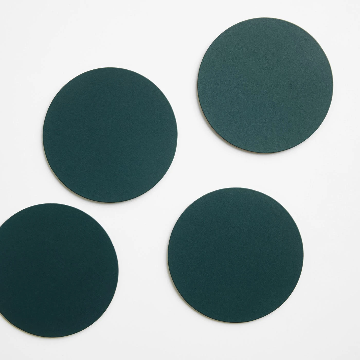 Dot Deep Pine Round Leather Coasters Set Of 4 - Image 3