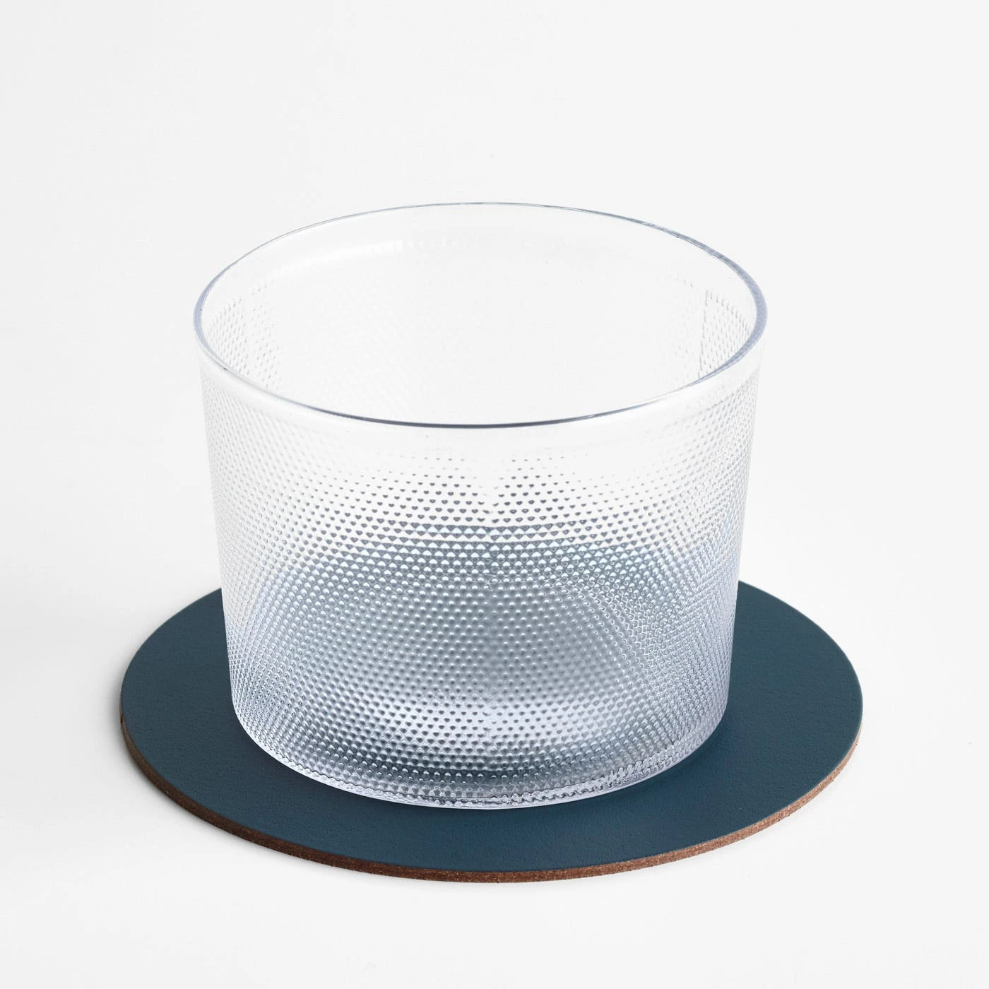 Dot Deep Teal Round Leather Coasters Set Of 4 - Image 2