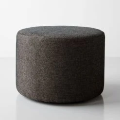 Cylinder Black Twill Ottoman