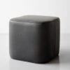 Block Graphite Leather Ottoman
