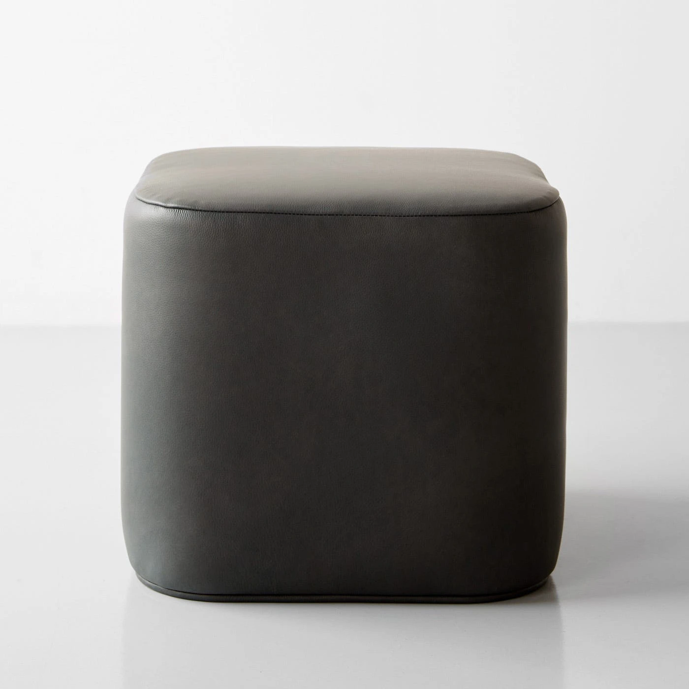 Block Graphite Leather Ottoman - Image 2