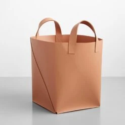 Twist Clay Leather Floor Basket