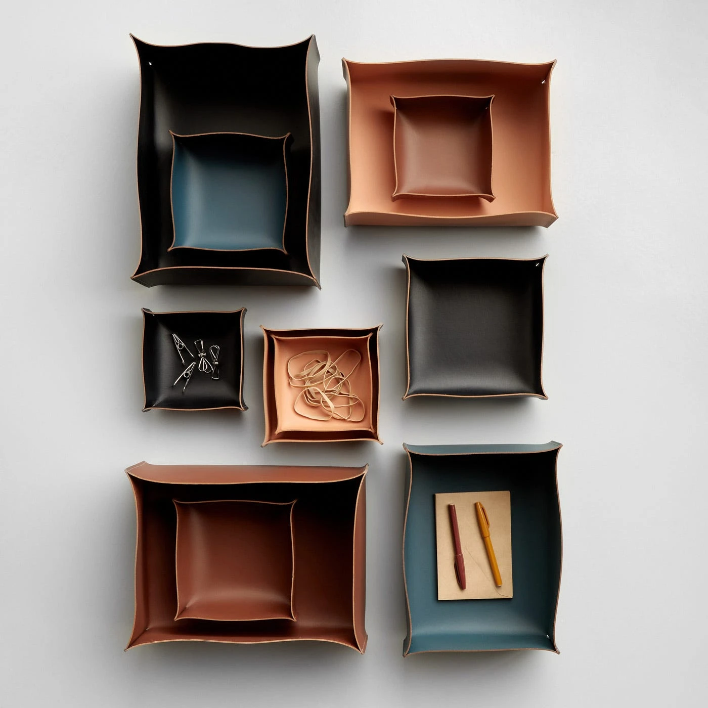 Rectangular Pecan Leather Storage Bins Set Of 2 - Image 7