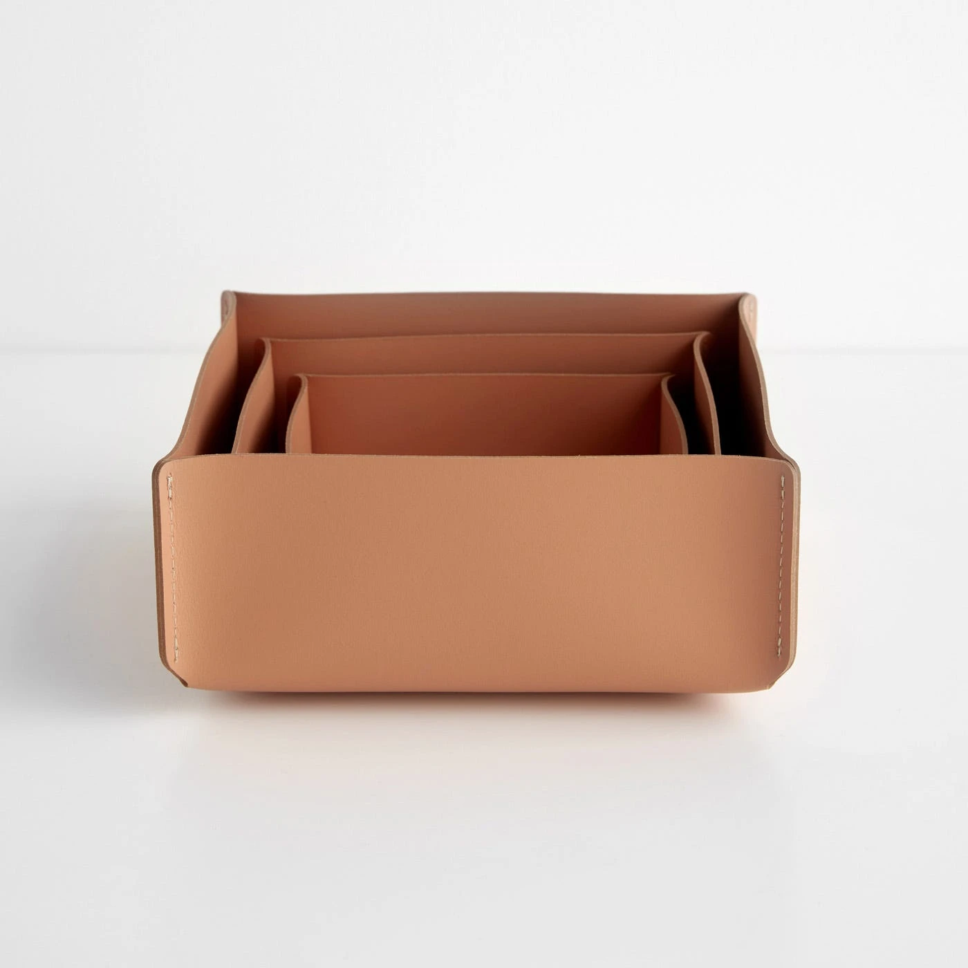 Square Clay Leather Storage Bins Set Of 3