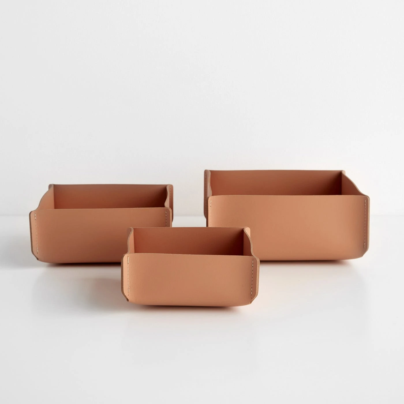 Square Clay Leather Storage Bins Set Of 3 - Image 3