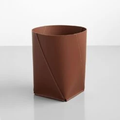 Twist Pecan Leather Waste Bin