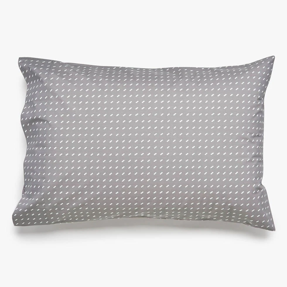 Stitch Pewter + White Pillowcase Set