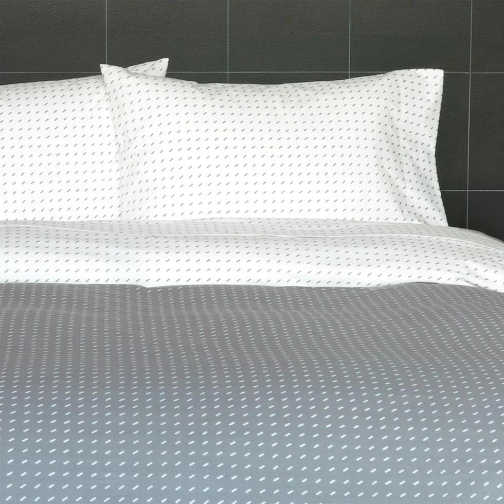 Stitch Pewter + White Reversible Duvet Cover - Image 8