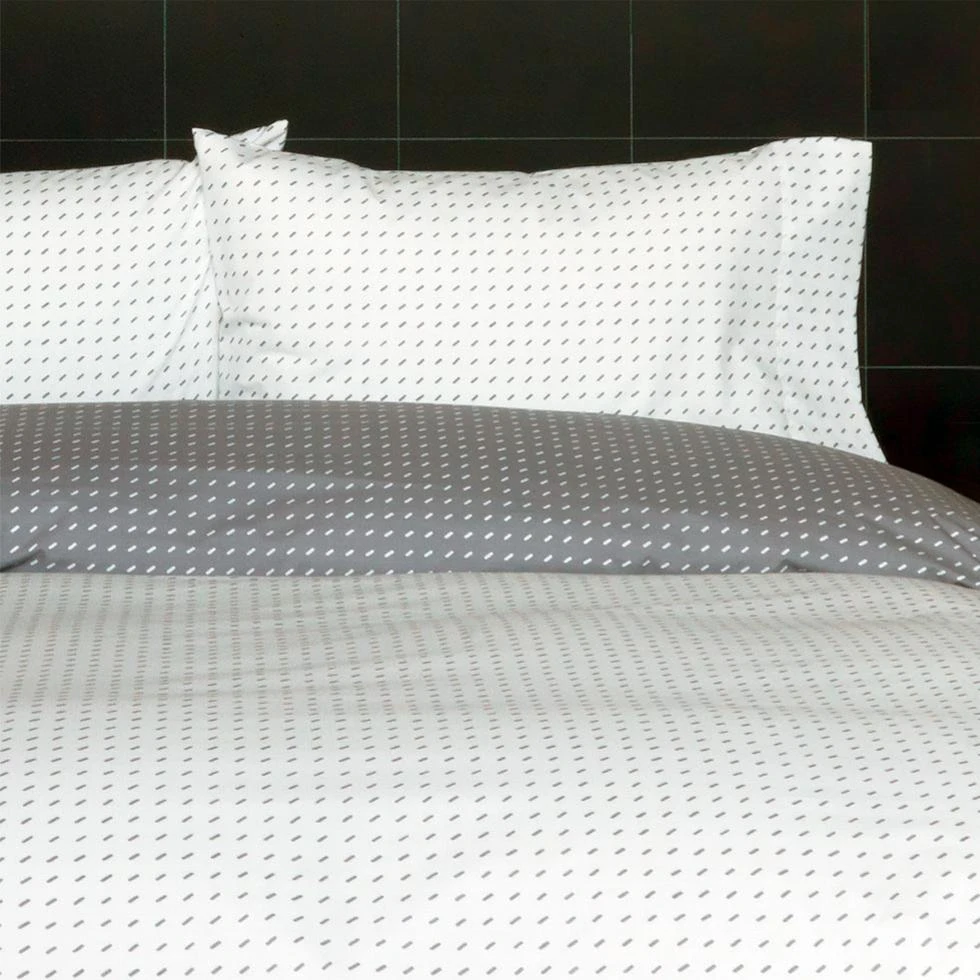 Stitch Pewter + White Reversible Duvet Cover - Image 9