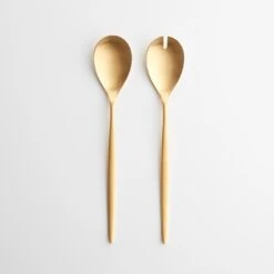 Eve Brushed Gold Salad Servers