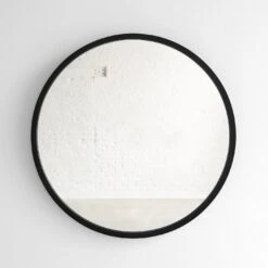 Hub Black Round Wall Mirror 24"