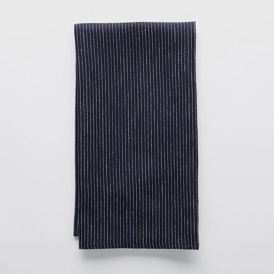 Dash Stripe Navy Linen Teatowel