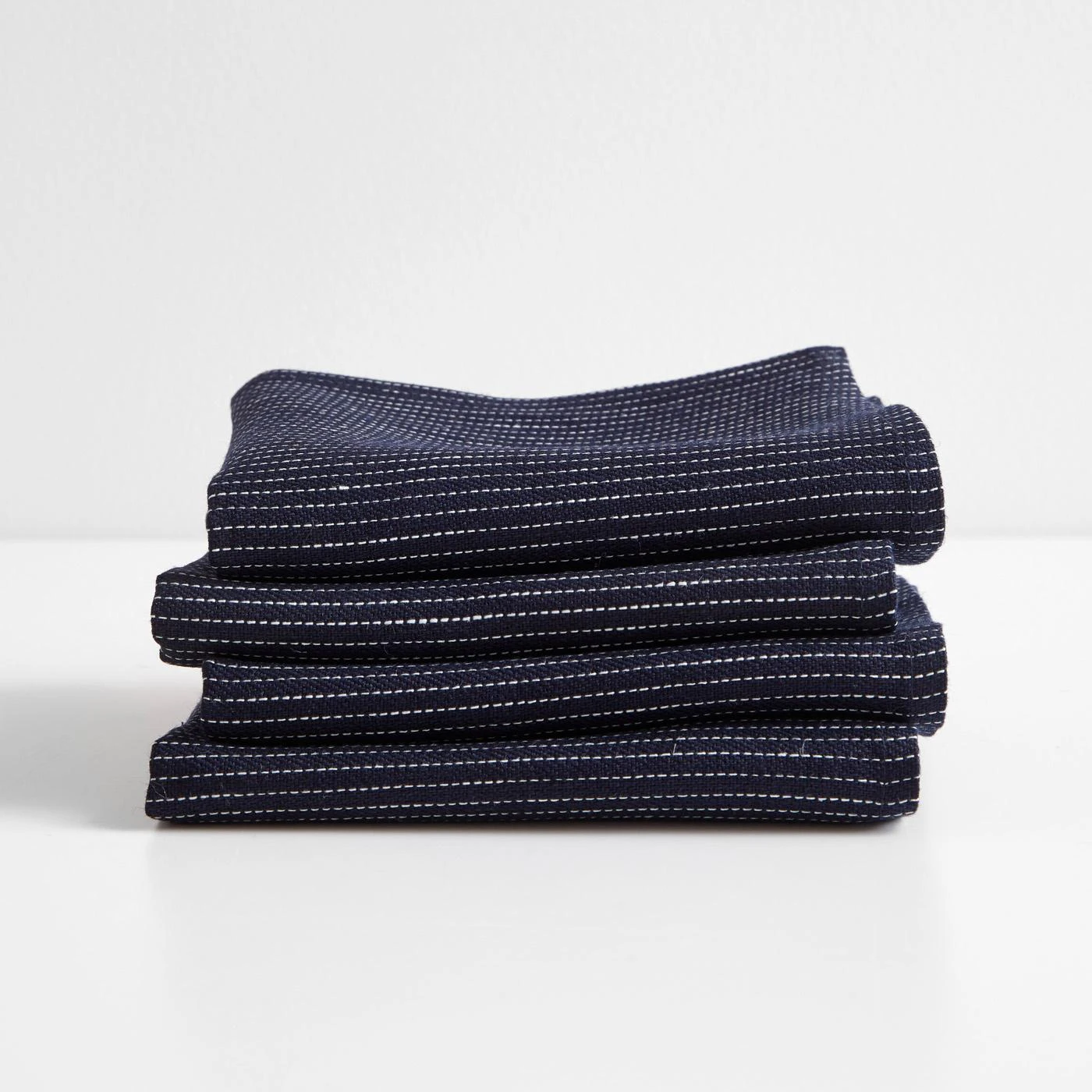 Dash Stripe Navy Linen Teatowel - Image 2
